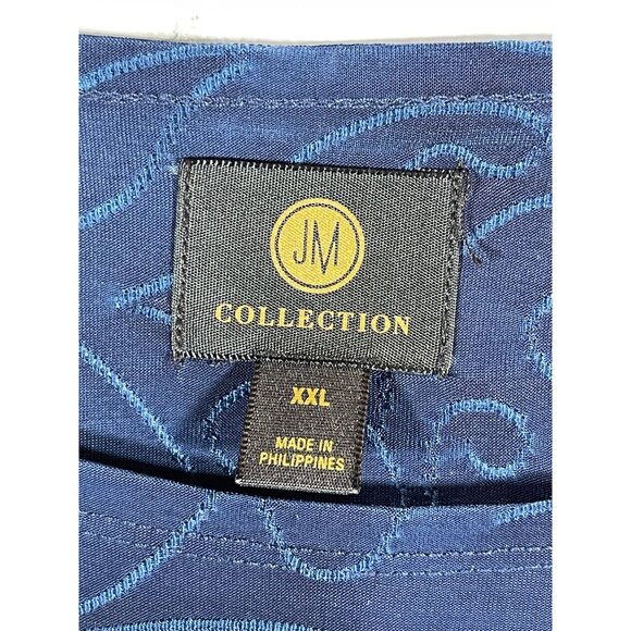 JM Collection Womens Sz XXL Jacquard Knit Floral Top Intrepid Blue CB Polyester - Picture 8 of 10